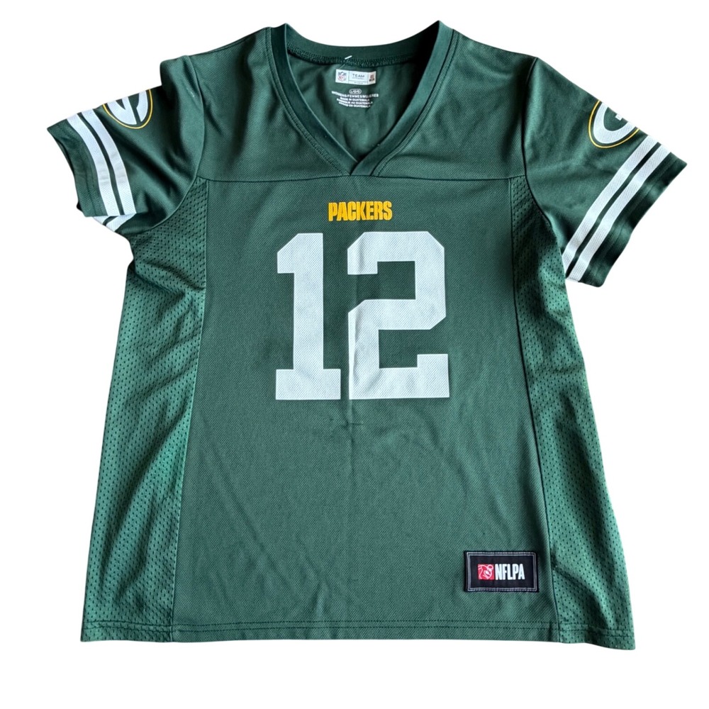 NFL Green Bay Packers Aaron Rodgers 12 Jersey Womens Large Green Football Shirt